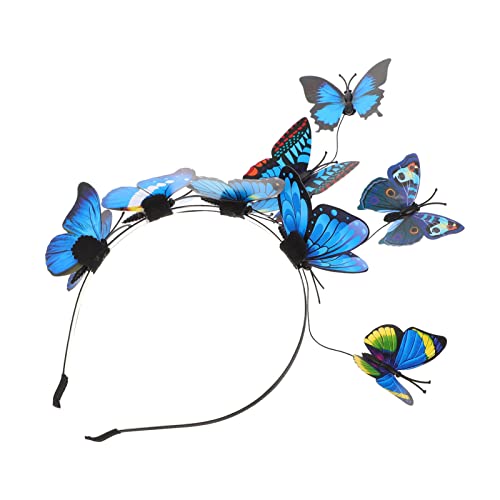 3d-schmetterlings-stirnband Faszinatore Hut Valentinstag Stirnband Romantische Haarreifen Kopfbedeckungen Für Schmetterlings-haarreifen Haarreifen Blau Blinddarm Plastik Fee Damen von minkissy