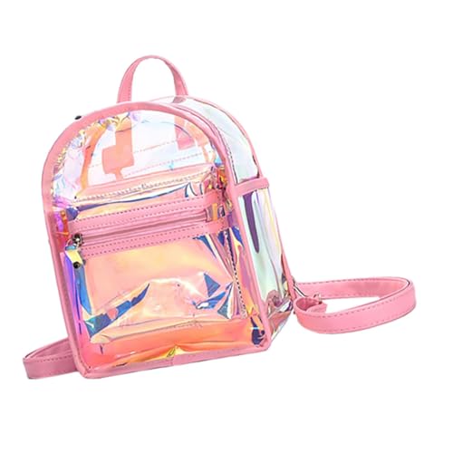 minkissy Iridescent Mini Rucksack Für Damen Transparente Design Handtasche Und Schultertasche Vielseitige Tragbare Mode Für Partys Und Events Stylischer Glänzender Rucksack von minkissy