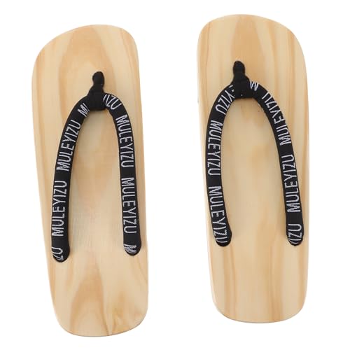 minkissy Japanische Herren Geta Clogs aus Hochwertigem Holz und Atmungsaktivem Traditionell Handgefertigt Stilvolle Kimono Sandalen und Langlebig Schwarz von minkissy