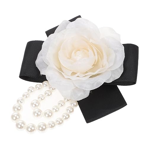 minkissy Kamelien Brosche mit Perlen und Schleifen Design Eleganter Anstecker für Anzüge Hüte und Schals Accessoire für Besondere Anlässe Cremefarben von minkissy