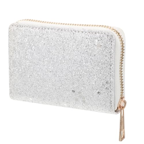 minkissy Kartenhalter Mit Reißverschluss Für Klein Schlank Hallo Mini Schlüssel Kupplung Modisches Portemonnaie Kartentasche Kartenetui Damen Kreditkartenbrieftasche Geldbörse Pu-Leder Weiß von minkissy