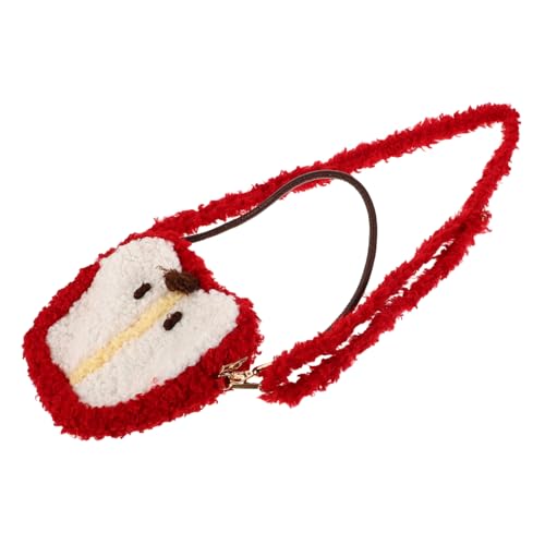 minkissy Kawaii Apfelform Umhängetasche Mädchen Flauschige Crossbody Handtasche aus Lammfell mit Weichem Samtfutter Winter Tasche für Weihnachtsdesign von minkissy