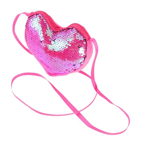 minkissy Herzförmige Pailletten-Tasche Kleine Umhängetasche Mit Bling-Bling Glitzernde Schultertasche Riemen-geldbörse Für Schule Reisen Einkaufen Und Partys von minkissy