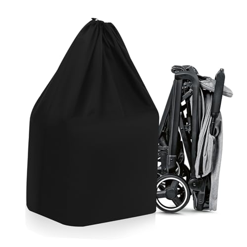 minkissy Kinderwagen Reisetasche aus Wasserabweisendem Robuste Aufbewahrungstasche mit Verschließbarem Kordelzug Reißfest und Leicht für Flugreisen und Buggy Transport Schwarz mit von minkissy