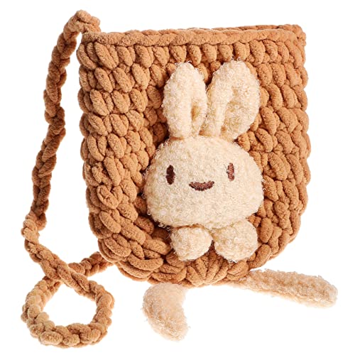 minkissy Kaninchen Umhängetasche Für Mädchen Handgefertigte Wolltasche Mit Cartoon Design Kleine Schultertasche Als Geldbörse Oder Crossbody Bag Niedliches Accessoire Camel Farbe von minkissy