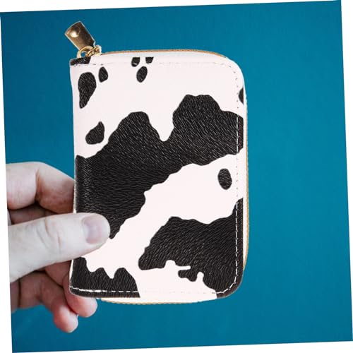 minkissy Kleine Damen Geldbörse aus PU mit Reißverschluss Kompakter Kartenhalter Leichter Kartenetui mit Kuhmuster Modisches Portemonnaie für Frauen Praktisch und Einfach zu Bedienen für von minkissy