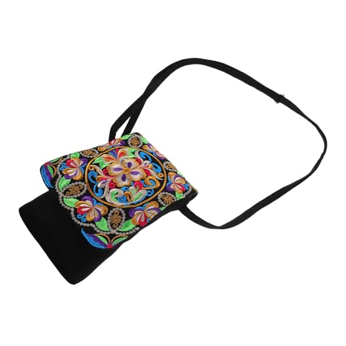 minkissy Handytasche Zum Umhängen Für Damen Aus Baumwolle Mit Blumenstickerei Kleine Umhängetasche Für Smartphones Karten Und Schlüssel Tragbar Für Reisen Und Einkaufen von minkissy