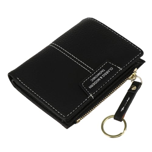 minkissy Kleine Geldbörse Damen mit Schlüsselanhänger Multifunktionale Kartenbörse mit Reißverschluss Portemonnaie Handtasche für Karten Münzfach und Schlüssel Kompakt und Tragbar Schwarz von minkissy
