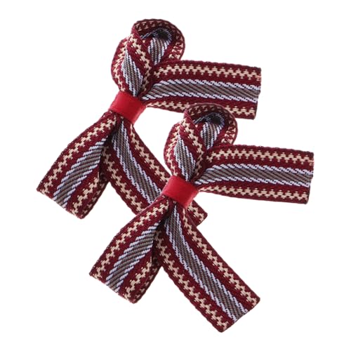 minkissy Kleine Haarspangen Mit Schleife Friseurklammern Für Mädchen Burgunderfarbene Streifen Praktisches Kantenclip-design Haarschleifenklammern Aus Robustem Material von minkissy