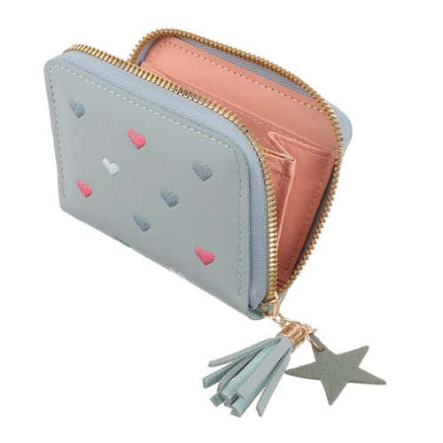 minkissy Kompakte Damen Geldbörse PU Kleine Dekorative Münztasche Praktische Reißverschluss Geldbörse für Karten Kleingeld Unterwegs von minkissy