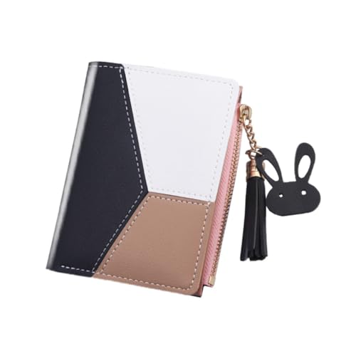 minkissy Kompakte Damen Geldbörse PU mit Quaste Multifunktionale Kurzbrieftasche mit Reißverschluss für Münzen Karten Eleganter Tragbarer von minkissy