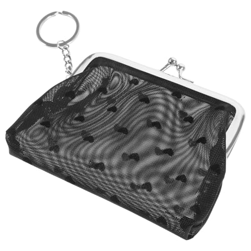 minkissy Kompakte Geldbörse mit Herzmuster RFID Sicherer Schlüsselanhänger Münzbeutel Kartenhalter mit Druckverschluss für Kreditkarten Ausweise Kleingeld für Taschen Unterwegs von minkissy