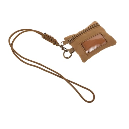 minkissy Kompakte Sport Geldbörse mit Reißverschluss Multifunktionale Kleine Tasche für Karten Münzen Ohrhörer Leichtes Outdoor Etui mit Gürtel und Halsbandbefestigung Khaki von minkissy