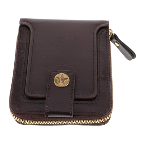 minkissy Kompaktes Herren Geldbörse mit Reißverschluss Retro Design Multifunktionaler Kartenhalter Schlankes Bifold Portemonnaie für Alltag und Reise Langlebiges Material Layout Leicht von minkissy