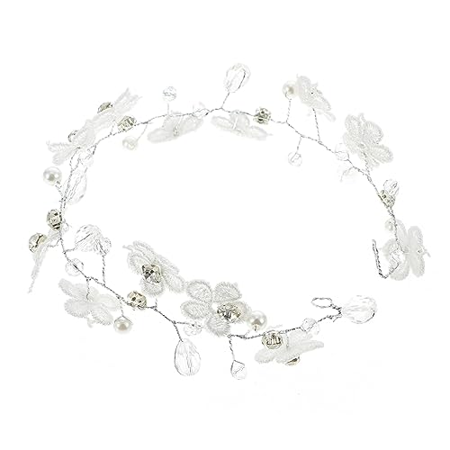 minkissy Kopfbedeckungen aus Strass für die Braut Hochzeitskopfschmuck für die Braut Brautaccessoires Hochzeitsschmuck Stirnband haarschmuck Braut Kopfschmuck die Blumen Blütenkopf Weiß von minkissy