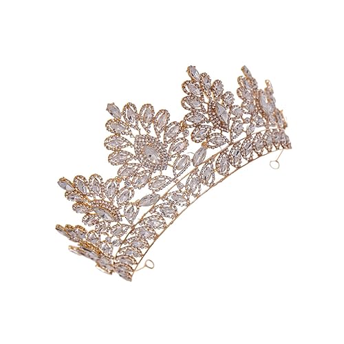 Große Kristallkrone Tiara Königin Diademe Kristall Hochzeit Tiara Große Krone Legierung Strass Weiß Braut Juwel von minkissy