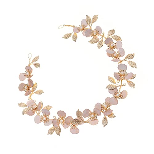 minkissy Kopfschmuck Kristall Golden für Bohemian Hair Head Stilvolles Stirnband Blumenmädchen Tiara Chic Strass Haarband Brautjungfer Stirnbänder und Brautschmuck Kopfbedeckung Blumenmädchen Party von minkissy