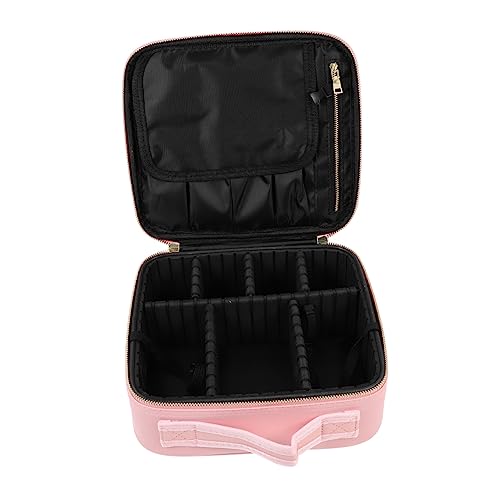 minkissy Kosmetiktasche Aufbewahrungstasche Reisen Toilettenzubehör-Organizer Reiseorganisationstaschen Für Gepäck Make-up-Tragetasche Kosmetischer Koffer Pu-Leder Make-up Pinsel Maniküre von minkissy