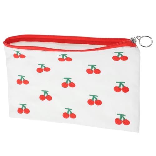 minkissy Reißverschluss-Make-up-Beutel Kleine Tasche Kirschmuster Kosmetiktasche Make-up-Organizer Damen-münztasche Reise-Aufbewahrungstasche Schmuck Und Schlüsselbehälter Robustes Material von minkissy
