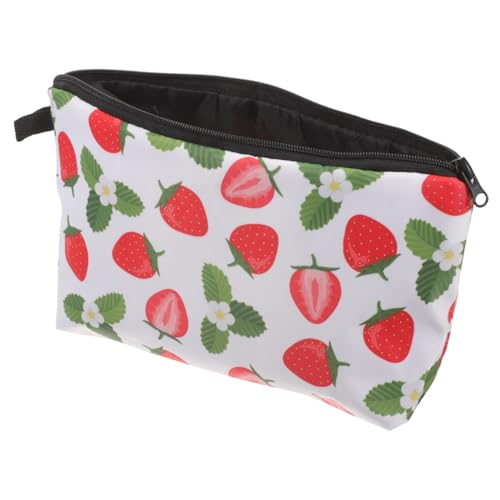 minkissy Fruchtige Erdbeer-Kosmetiktasche Handliche wasserdichte Make-up-Tasche Für Damen Für Aufbewahrung Von Toilettenartikeln Für Essentials Stilvolles Design von minkissy