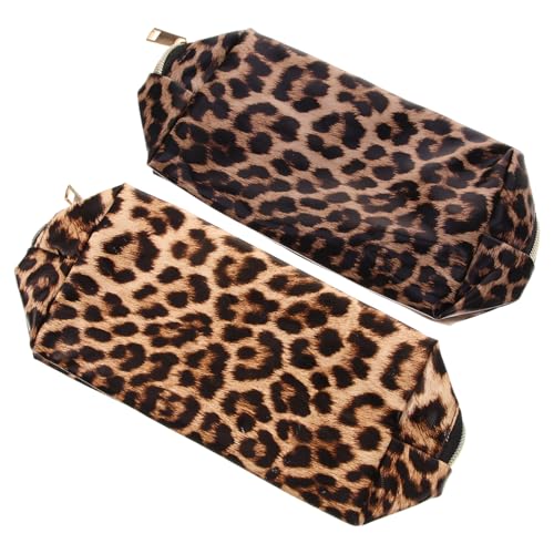 minkissy 2stücke Leopardenmuster Kosmetiktasche Reise-Make-up-Aufbewahrungstasche Großes Fassungsvermögen Make-up-Tasche Für Damen Tragbar Für Unterwegs von minkissy