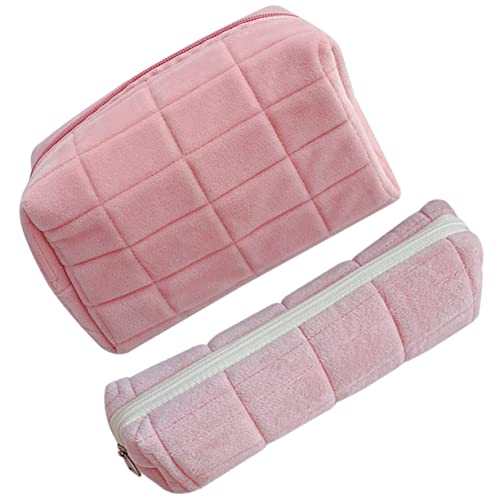 minkissy 2-teilige Make-up-Tasche Mit Großer Kapazität Reisekosmetik-Organizer-Tasche Für Mädchen Tragbare Kosmetik-aufbewahrungsbox Mit Reißverschluss von minkissy