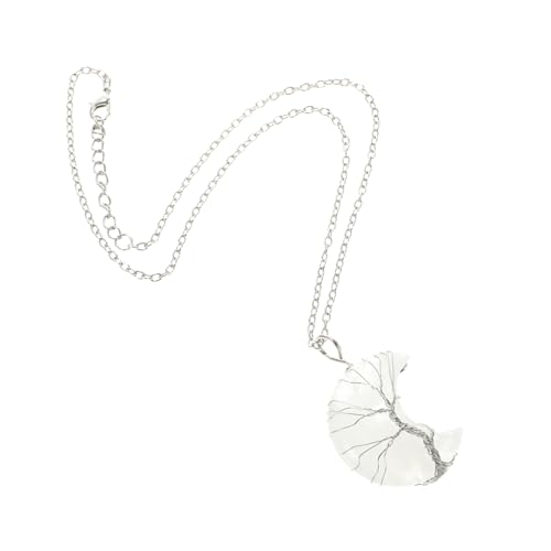 minkissy Kreative Mondanhänger Halskette Natürlichem mit Lebensbaum Design für Frauen Eleganter Schmuck Verschiedenen Farben von minkissy