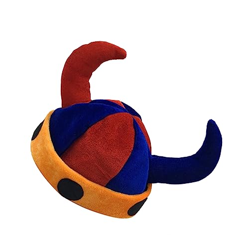 minkissy Kreativer Ochsenhorn Lustige Cosplay Kappe Für Festivals Geburtstagsfeiern Rot Gelb von minkissy