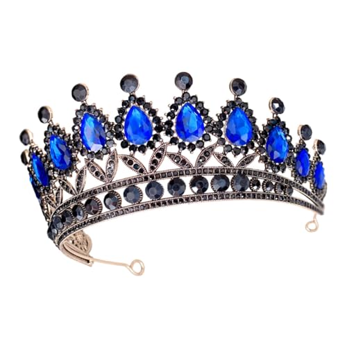 minkissy Krone Strass Diademe Braut-diademe e Für Frauen Hochzeit Braut Tiaras Strass-tiara Hochzeit Stirnband Hochzeitse Für Bräute Vintage e Blue Zinklegierung von minkissy