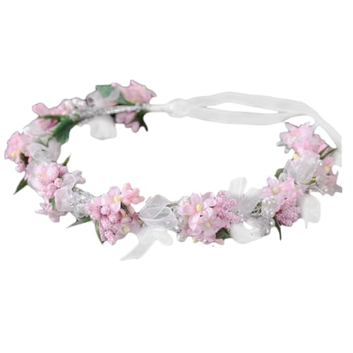 minkissy Blumenkrone Handgefertigt Blumenkranz Für Junge Mädchen Simulationsblumenkrone Blumenstirnband Haarkranz Blumengirlande Kindergirlande Festival-haarband von minkissy
