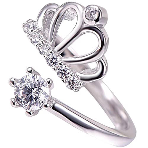 minkissy Kupfer Kronenring mit Strasssteinen Verstellbarer Offener Ring für Frauen Schmuckstücke für Partys und Alltag von minkissy