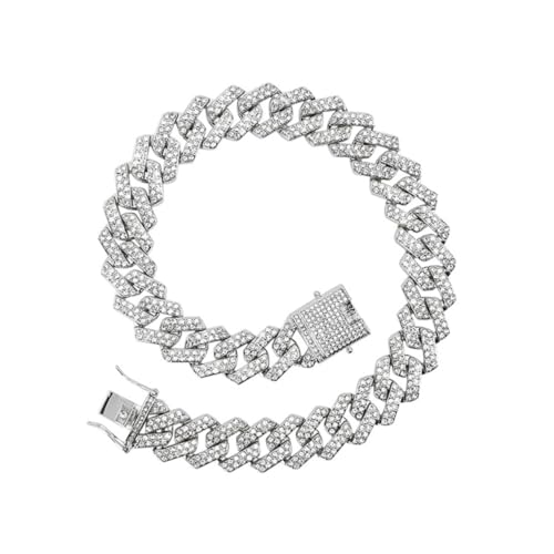 minkissy Kubanisches Gliederkettenarmband Aus Armbandschmuck Mit Strasssteinen Stapelbares Metallarmband Für Herren Und Damen Schmuckgeschenk Für Party Und Alltag von minkissy
