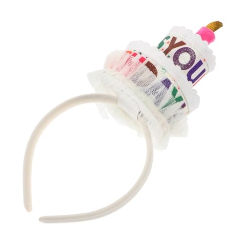minkissy Kuchen Stirnband Neuartiges Geburtstags-Stirnband alles zum geburtstag stirnband Geburtstagstorte Tiara haarband Kinderstirnband Haarreifen Gittergewebe von minkissy