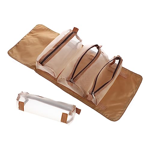 minkissy Kulturbeutel Vier in Einer Kosmetiktasche Damen Schminktasche Make-up-organisatoren Tragbare Make-up-rolltasche Reise-Make-up-Kosmetikkoffer Fräulein Lotion Googie-Nylon Falten von minkissy