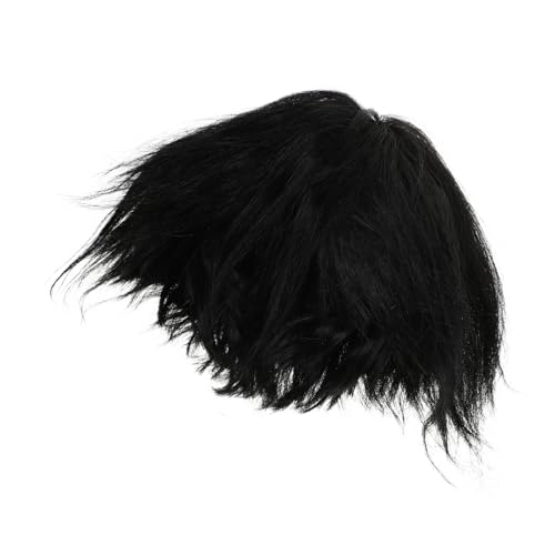 minkissy Kurze Schwarze Perücke für Damen mit Luftfransen Synthetische Cosplay Wig für Karneval Partys Maskeraden Atmungsaktiv von minkissy