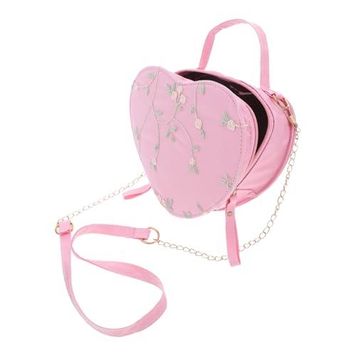 minkissy Lace Herz Crossbody Bag Verstellbar Korean Style Kleine Damen Schultertasche Süßes Mädchen Herzförmiges Mini Handtäschchen Leicht Tragbar Für Alltag Und Party von minkissy