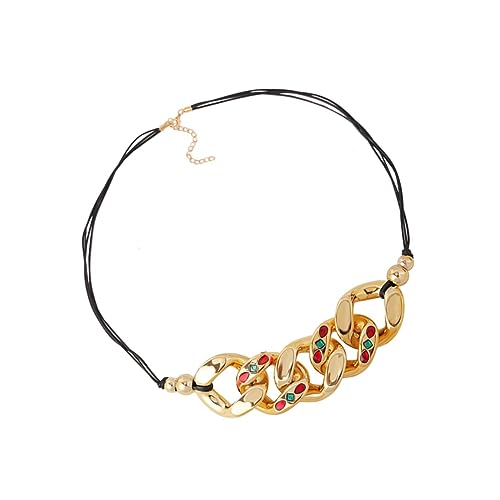 minkissy Klobige Kettenhalsketten Lederkette Link Statement Halskette Für Damen Outfit Hochzeit von minkissy