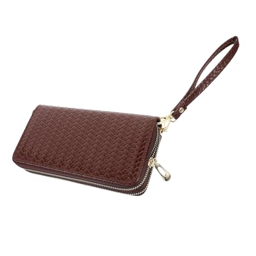 minkissy Spaltleder Damen Geldbörse Mit Doppelreißverschluss Tragbare Handtasche Praktische Innenstruktur Für Sichere Aufbewahrung von minkissy