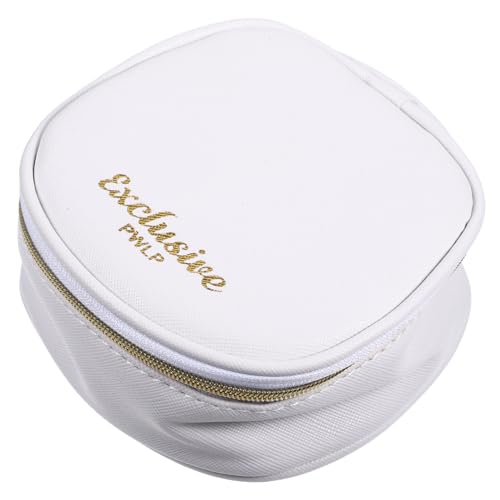 minkissy Leder Lippenstift Aufbewahrungstasche Mit Spiegel Praktische Kosmetiktasche Für Reisen Büro Und Alltag Für Damen Und Mädchen Mini Und Tragbar Weiß von minkissy