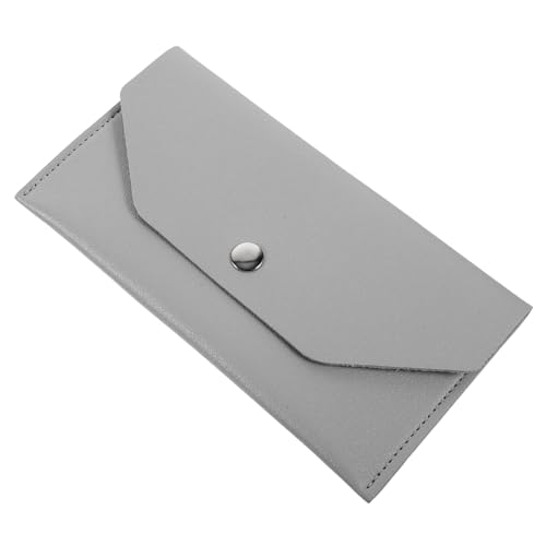 minkissy Ledergeldbörse Geldbörsen Münzbeutel Tasche Frauen Geldbörse wechseln Bargeldbrieftasche PU -Veränderungspanne für Frauen Make -up -Beutel Geldbörse für Damen PU-Leder Hellgrau von minkissy