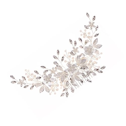 minkissy Legierungs-perlen-haarkamm Brautschmuck Brautschleier Kamm Haarkamm Hochzeit Vintage-ornamente Perlenschmuck Dekorative Reben Imitationsperlen Eisendraht Weiß Brautjungfer Diamant von minkissy