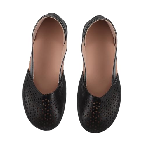 minkissy Leichte Damen Wedgesandalen mit Geschlossenem Rundem Zehenbereich Atmungsaktivem Hohlraumdesign Niedriger Keilabsatz Slip Komfort für Sommer und Freizeit Schwarz von minkissy