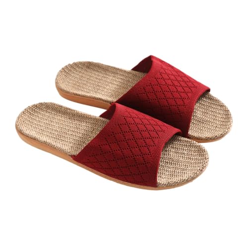 minkissy Leichte Hausschuhe Damen Atmungsaktive Indoor Slipper aus Leinen mit Rutschfester Sohle Schnelltrocknend und für Zuhause und Alltag von minkissy