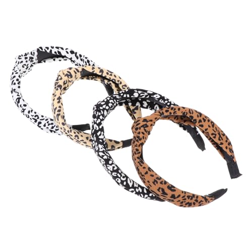 minkissy 4er-pack Damen-stirnbänder Mit Leopardenmuster Bezauberndes Haar-accessoire Mit Knotendesign Für Mädchen Und Damen von minkissy