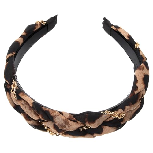 minkissy Leoparden-stirnband Elastisches Turban-stirnband Gepard Breites Stirnband Haarband Mit Schleife Frauen Stirnbänder Haarreifen Für Frauen Bowknot-haarband Tuch Stoff Bilden Fräulein von minkissy