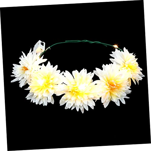 minkissy Leuchtender Kranz Stirnband Hawaii-stirnband Party-haarband-requisite Haarbänder Für Damen Kopfhörer Für Frauen Aufleuchten Brauthaarkranz Mädchen Stoff Blumen Schwangere Frau von minkissy