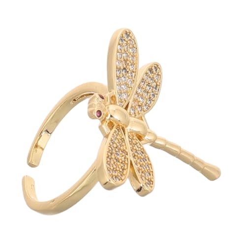 minkissy Drachenflügel Offener Ring Goldplattiert Mit Funkelnden Zirkonia Für Frauen Einstellbarer Mode Schmuck Einzigartiger Statement Ring Für Hochzeiten Und Alltag von minkissy