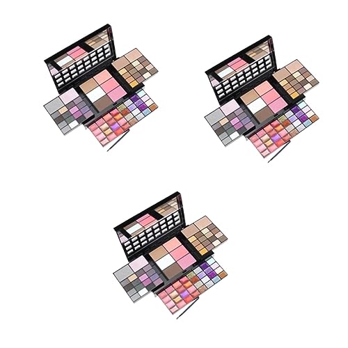 minkissy Lidschatten-Palette, 3-teilig, 74 Stück, Make-up-Set, Lipgloss, Rouge, Glitzer-Combo-Platte von minkissy