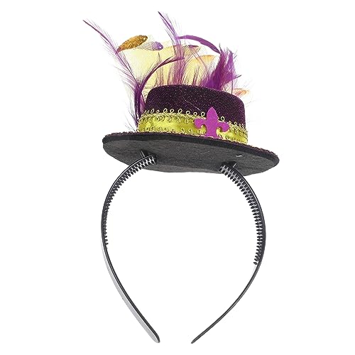 minkissy Lila Zylinder-feder-stirnband-haar-accessoires Stirnband Mit Federn Mini-zylinder-stirnband-fascinator Fascinator-stirnband Filz-topperband Violett Irland Damen Charme Filzstoff von minkissy