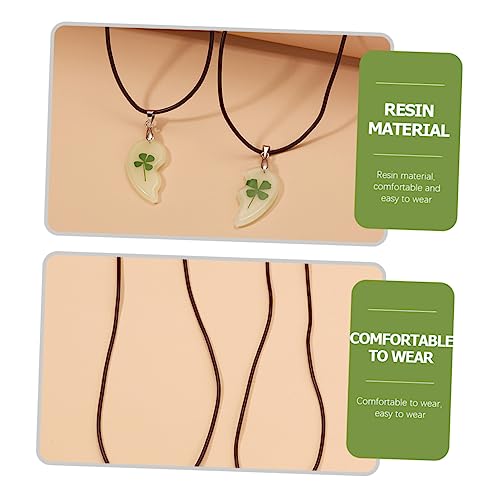 minkissy Luminous Clover Halskette mit Getrockneten Blumen Leuchtender Vierblättriger Anhänger Kette für Damen und Stilvoller Schmuck für Geburtstag Valentinstag Hochzeit von minkissy